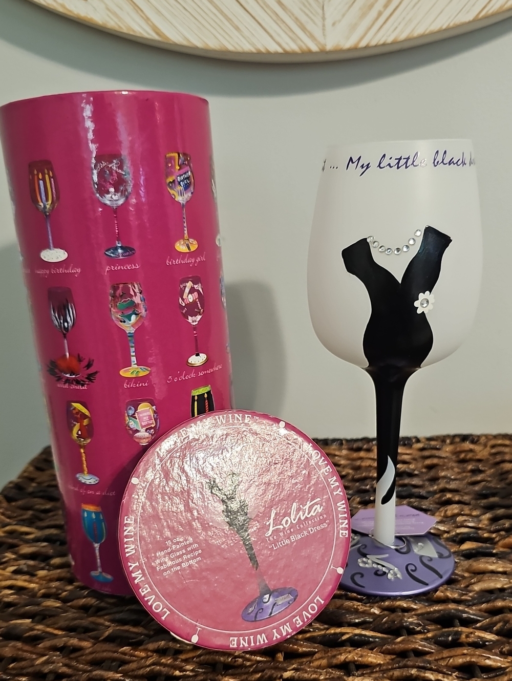 NWT Lolita Wine Glass "Little Black Dress"
